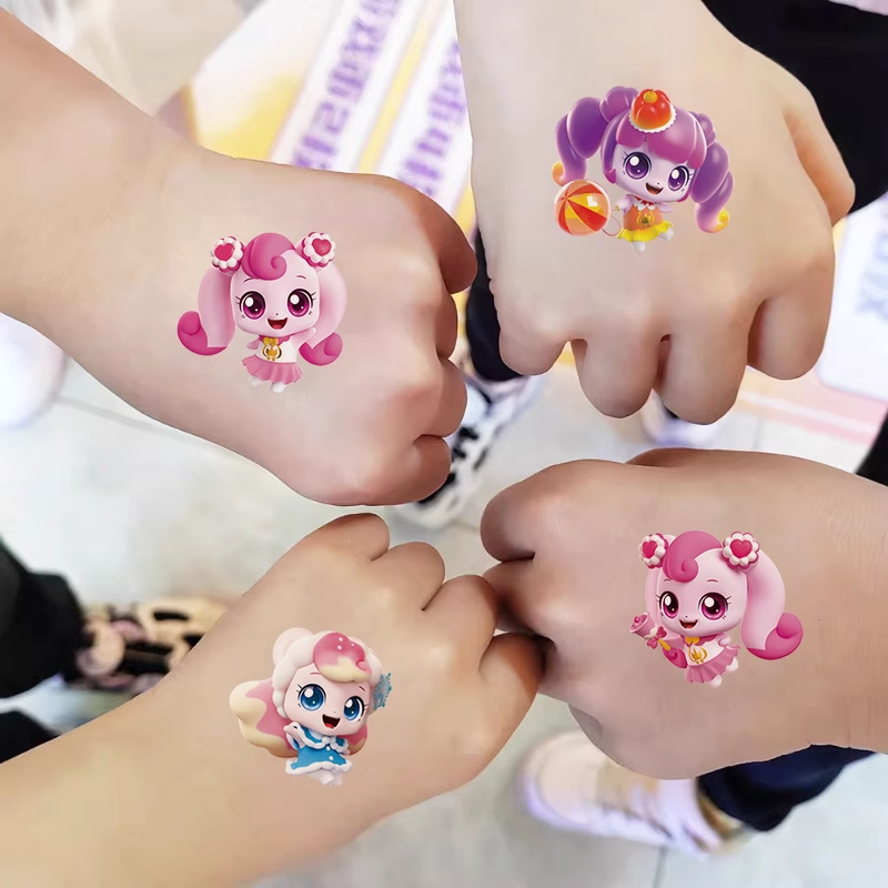 奇妙萌可纹身贴儿童女孩爱心公主指甲贴宝宝卡通粘贴画水印贴无毒