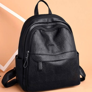 香港新款大容量真皮妈妈包时尚女士软皮头层牛皮防盗背包双肩女包