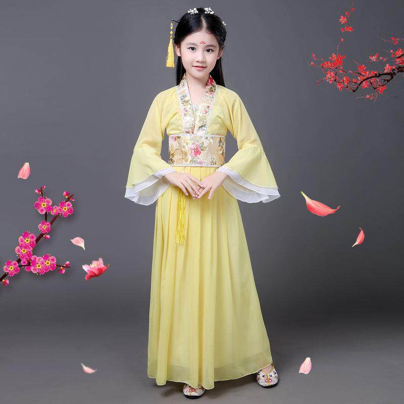 儿童古装仙女裙装公主汉服贵妃改良襦裙唐装小女孩影楼写真超飘逸