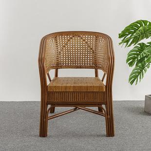 老匠老人办公休闲喝茶围椅家用藤椅靠背三件套天然真藤手工滕腾椅