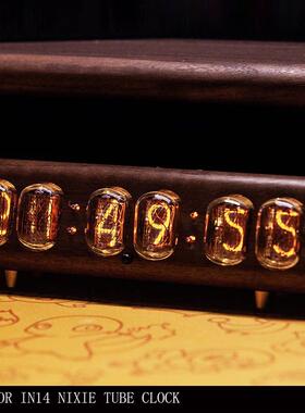 前苏联IN12辉光管时钟蓝牙控制语音报时实木覆古台钟真辉光管闹钟