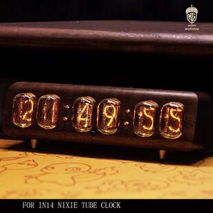 前苏联IN12辉光管时钟蓝牙控制语音报时实木覆古台钟真辉光管闹钟