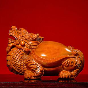 花梨木雕龙龟摆件实木家居饰品办公室赑屃龙头龟客厅玄关开业礼品