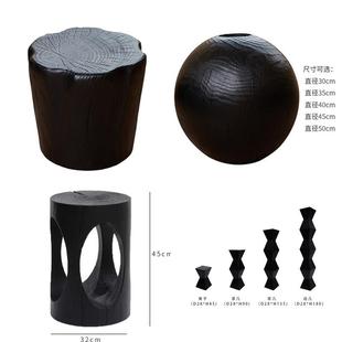 民宿创意树桩 西欧圆形木墩矮凳子原木酒店木桩摆件实木墩子茶几