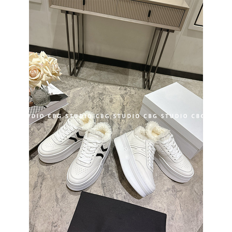 cbg/小个子匕备 6cm厚底~lisa同款26FW休闲小白鞋女加绒松糕鞋女