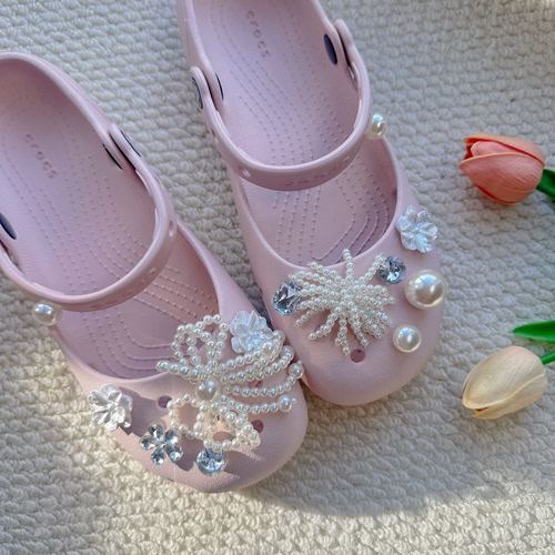 crocs洞洞鞋珍珠鞋扣可拆卸