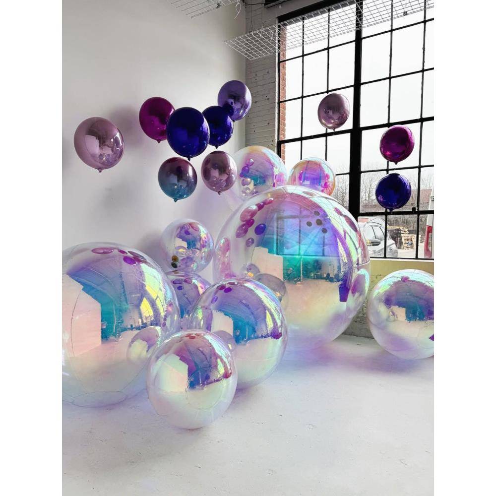 60英寸彩虹电影彩色透明4D圆形大气球派对节日用品浮动氦气球开放
