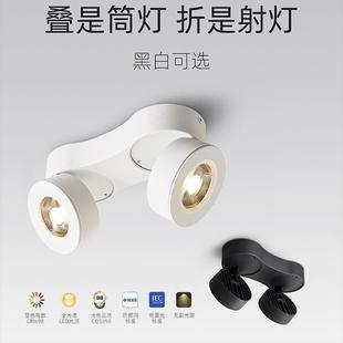 射灯全光谱吸顶双头圆可调可转斗胆灯客厅家用一体防眩筒灯 明装