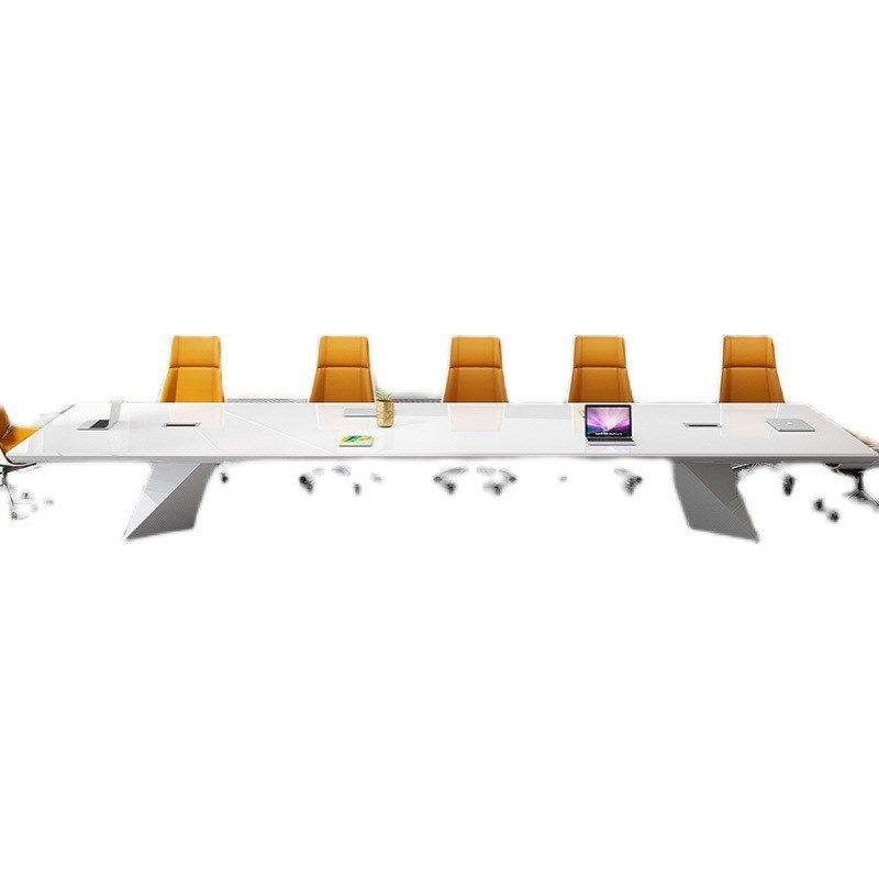 现代简约烤漆会议桌高端轻奢开会洽谈桌办公室大型谈判长桌椅组合