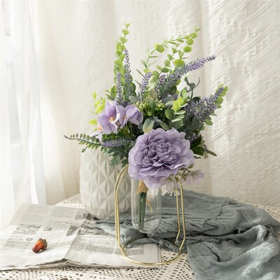 布里塔妮茶花薰衣草束假花设计婚庆手捧花束仿真花墙饰CF01037