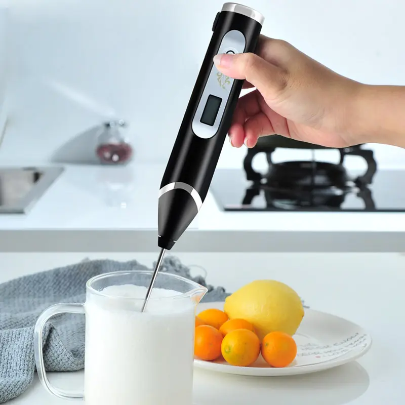 电动打奶泡器咖啡搅拌器家用牛奶打泡器3档调速usb充电带液晶显示