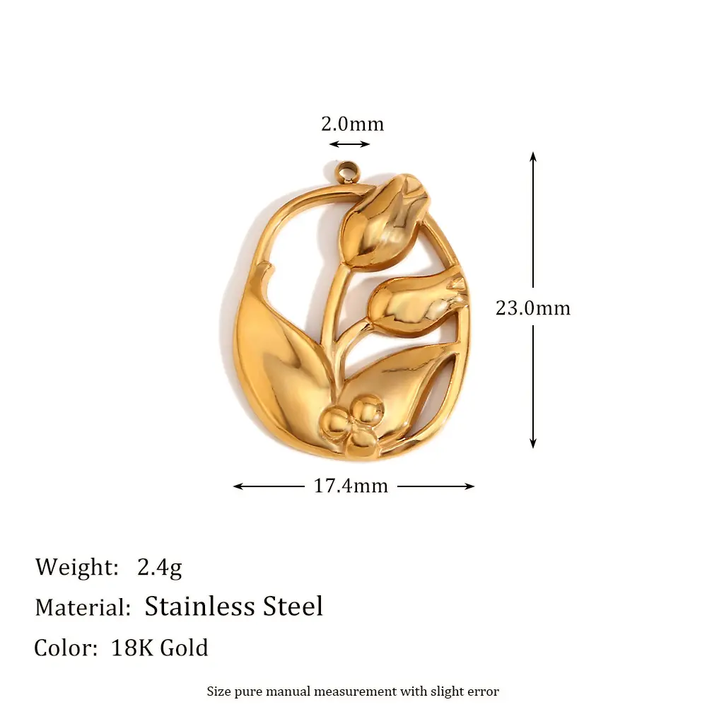 欧美气质小众几何向日葵爱心吊坠不锈钢镀18k金玫瑰雏菊复古配件