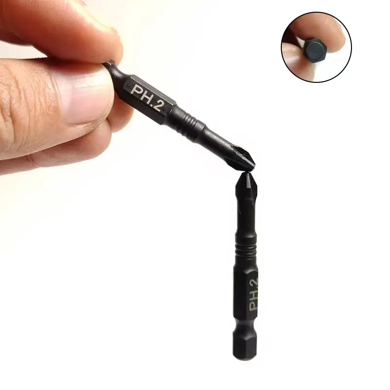 芸贝强磁批头十字批头黑色六角柄10电动批头套装螺丝刀头