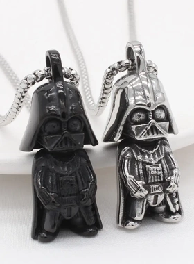 p1346 饰品 欧美个性复古骷髅头男士钛钢吊坠项链