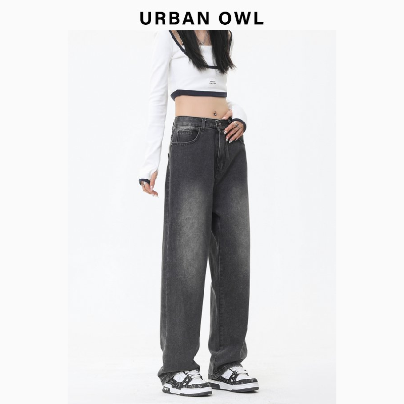 URBAN OWL牛仔裤春夏季薄款宽松直筒美式潮牌垂感休闲阔腿长裤子