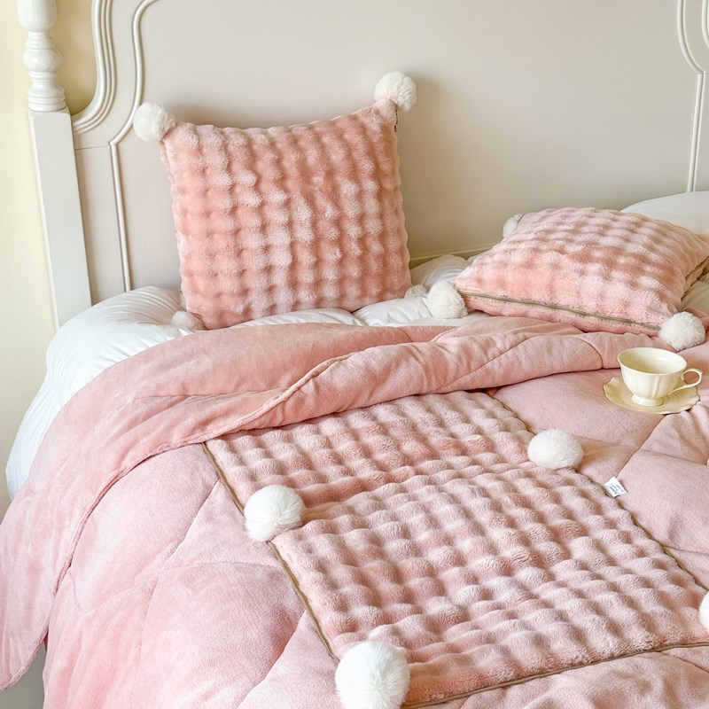 兔毛绒抱枕被子两用二合一车用午睡枕头被办公室午休毯子折叠靠枕