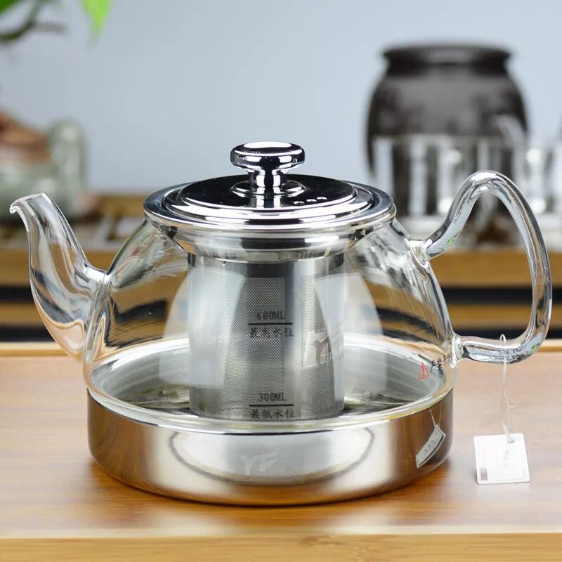雅风加厚玻璃煮茶壶耐热泡茶壶电磁炉加热不锈钢过滤大容量烧水壶