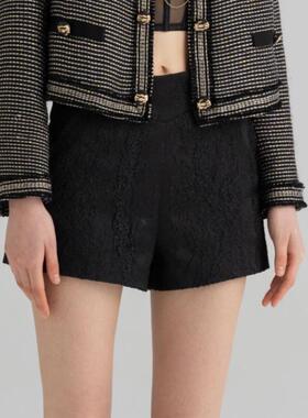WEPRIVE 立体纹理感三分黑色提花短裤百搭直筒短裤