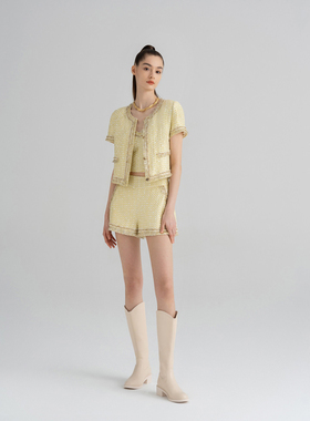 WEPRIVE 设计师款定制千金名媛小香风粗花呢裙子