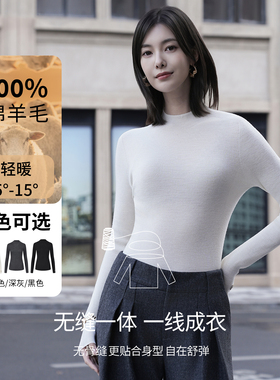 WEPRIVE 金标高领羊毛打底衫女内搭贴身修身针织衫保暖可外穿