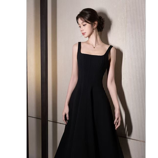 修身 设计师经典 明星同款 小黑裙赫本长裙轻奢连衣裙 YOLLA