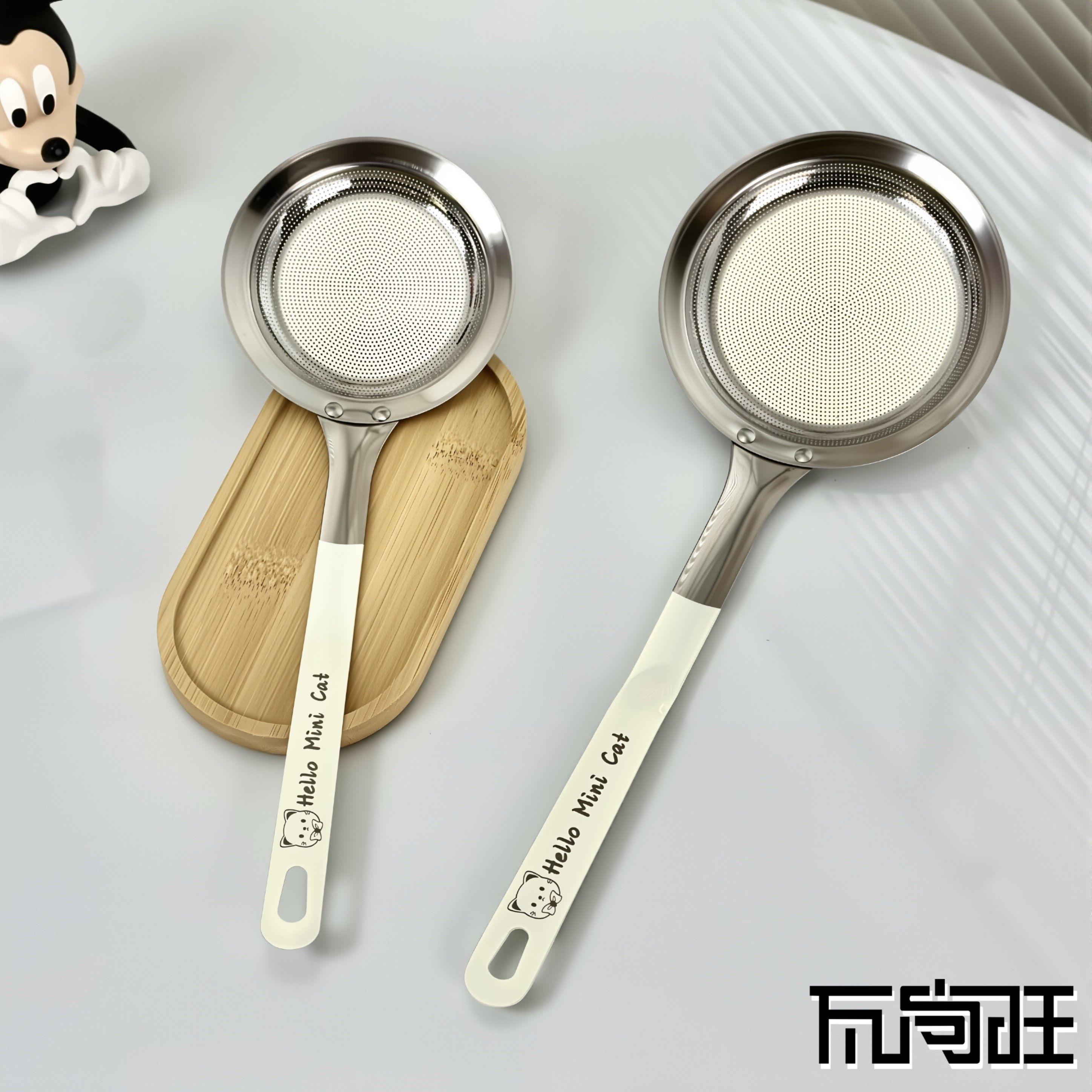 瓦尚旺304不锈钢网筛勺ins风奶白柄打沫勺厨房专用过滤勺花椒滤勺,厨房/烹饪用具,漏勺/滤网勺,淘宝优惠券,粉丝福利购,淘宝优惠卷