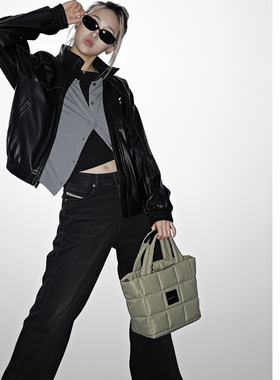 and there时尚百搭尼龙绗缝充棉ipad便当包手提单肩斜挎腋下包