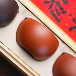 高级感主人杯 宜兴原矿紫砂杯套组纯全手工小杯圆口杯茶杯套装