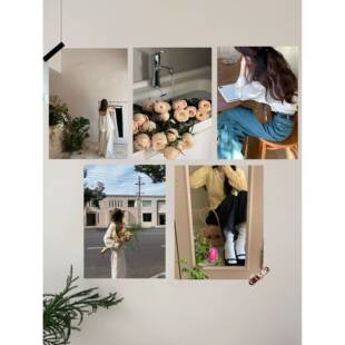 ins风街拍模特 韩系小清新服装店氛围感相片拍印刷海报春天装饰画