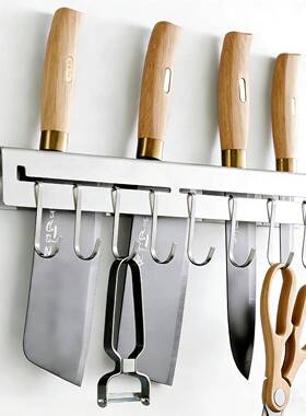 304不锈钢壁挂厨房一体单独菜刀纯刀架酒店饭店商用加厚打孔免钉