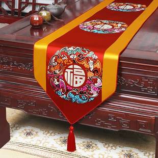 织锦缎时尚 艺必旭中式 喜庆桌旗简约田园餐桌桌布茶几布艺富贵床旗