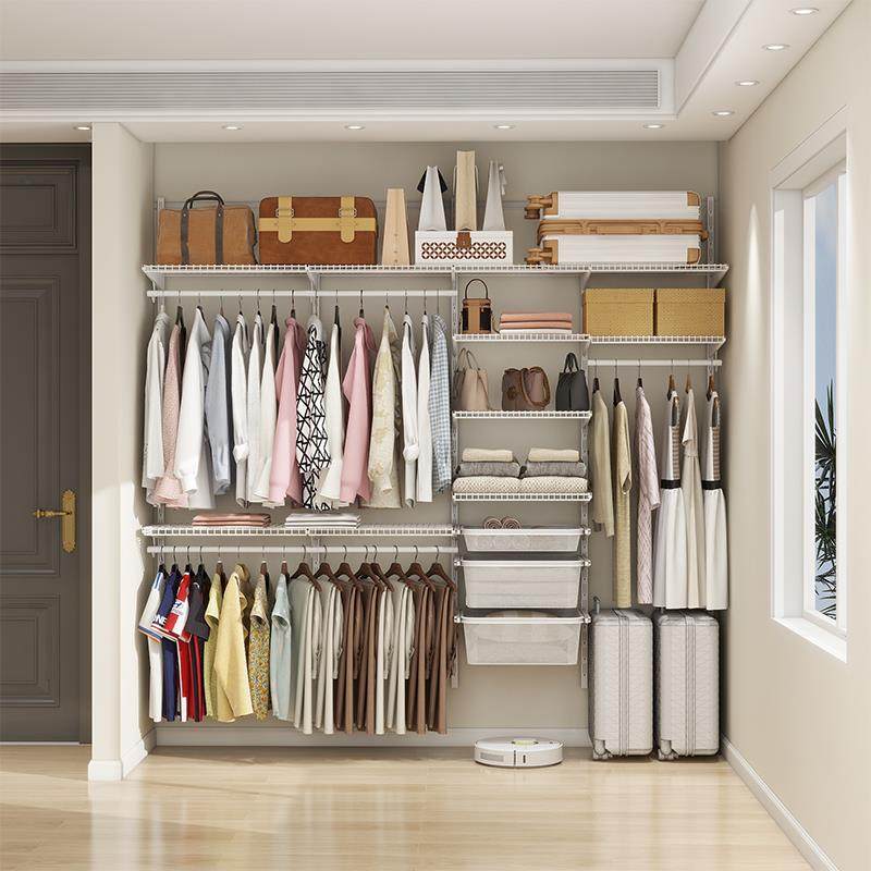 福倍斯金属衣柜卧室家用简易砌墙步入式衣橱开 放式衣帽间架子组