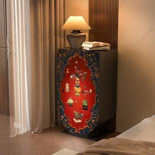 法式中古风实木四斗柜百宝图漆画 画玄关装饰柜客厅多功能立柜收