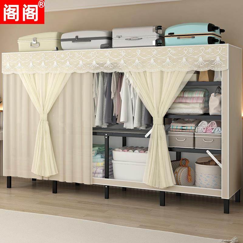 免安装折叠衣柜家用卧室新款出租房简易布衣柜加粗加厚全钢架衣橱