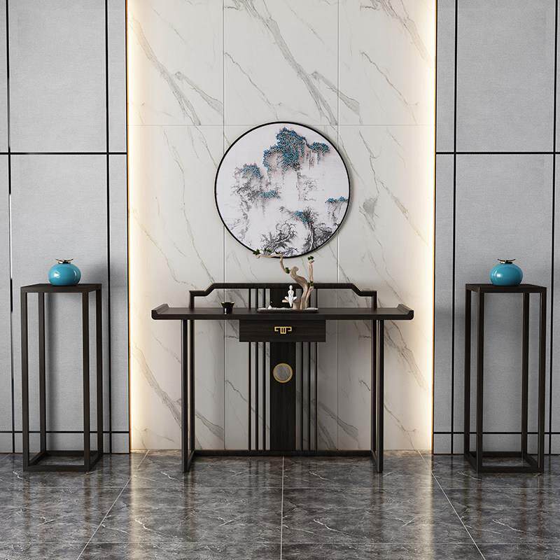 新中式实木玄关桌客厅玄关柜禅意供桌条案简约现代入户端景台家具