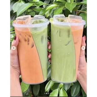 网红双享杯一杯两饮双拼塑料奶茶杯加厚双响炮S型创意耐热鸳鸯杯