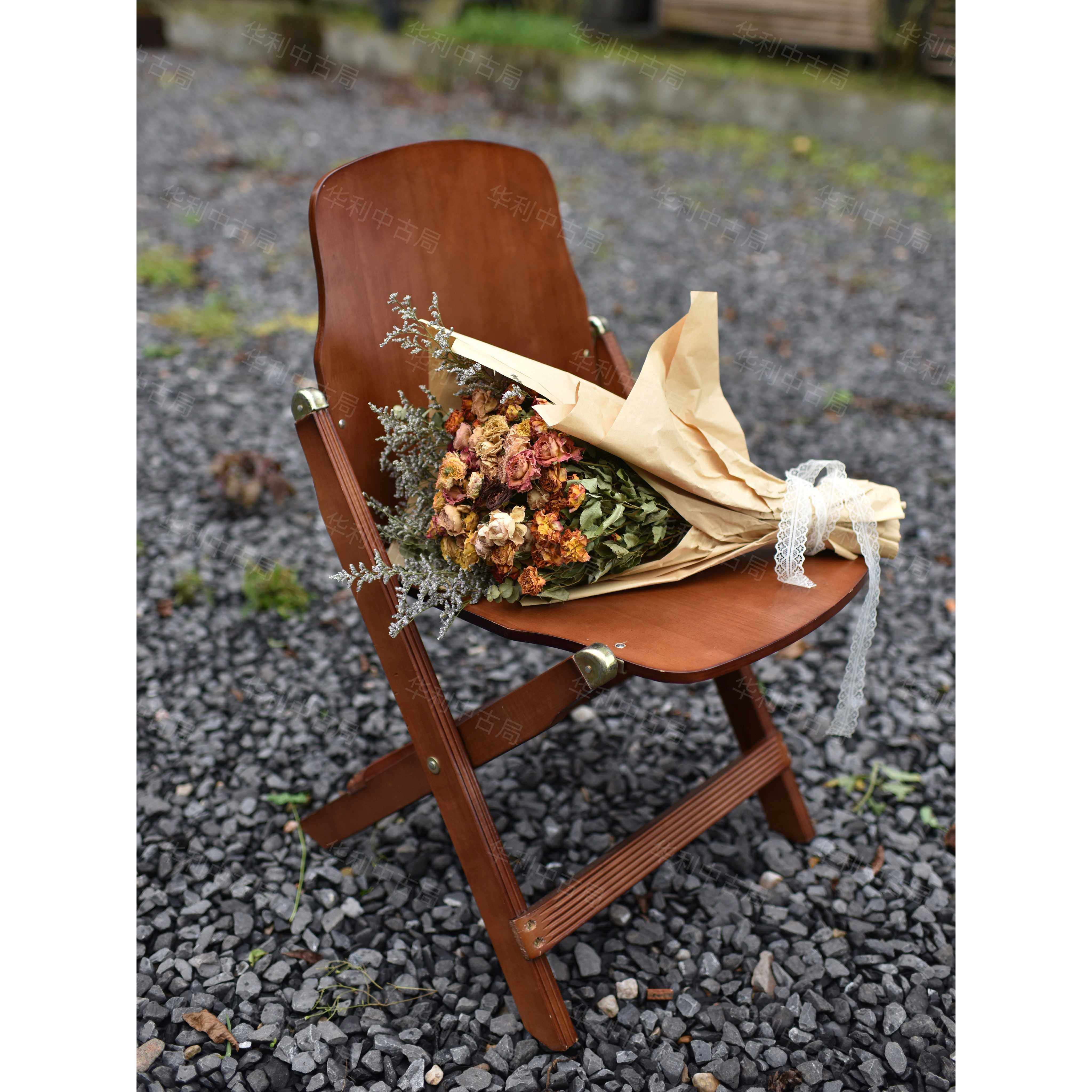 覆古做旧花园户外露营咖啡店民宿网红折叠椅风琴凳子休闲椅子木椅