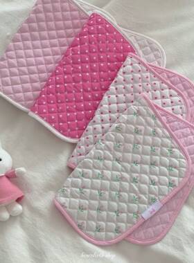 henceforth自制绗缝爱心餐垫包边桌垫桌面拍摄背景布粉色少女ins