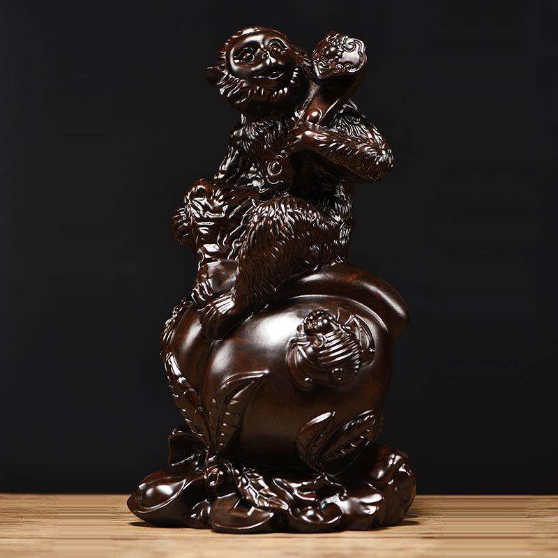 实木雕刻猴子摆件十二生肖猴中式家居装饰摆设新居乔迁送礼工艺品