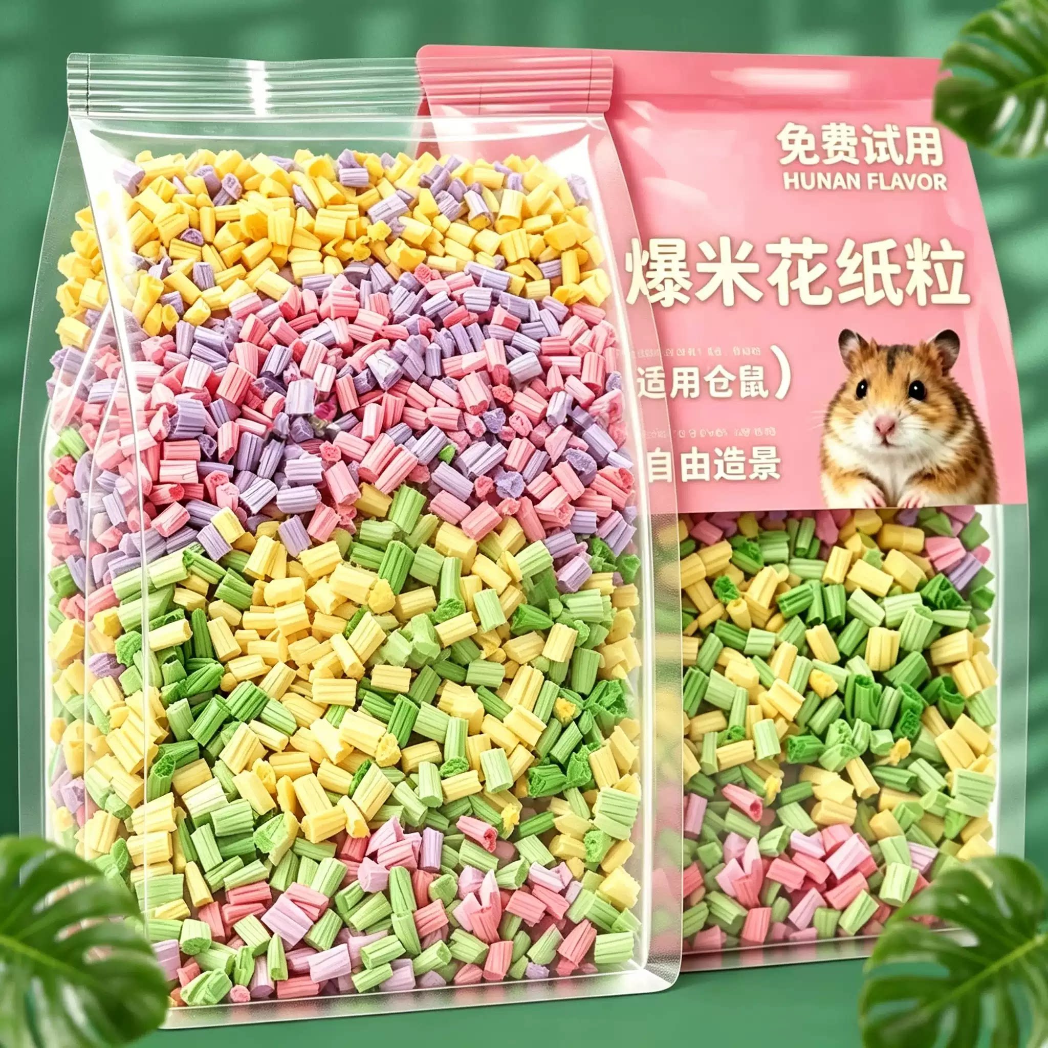 仓鼠垫料爆米花纸粒造景无除低尘臭木屑刨花棉吸水金丝熊冬季用品