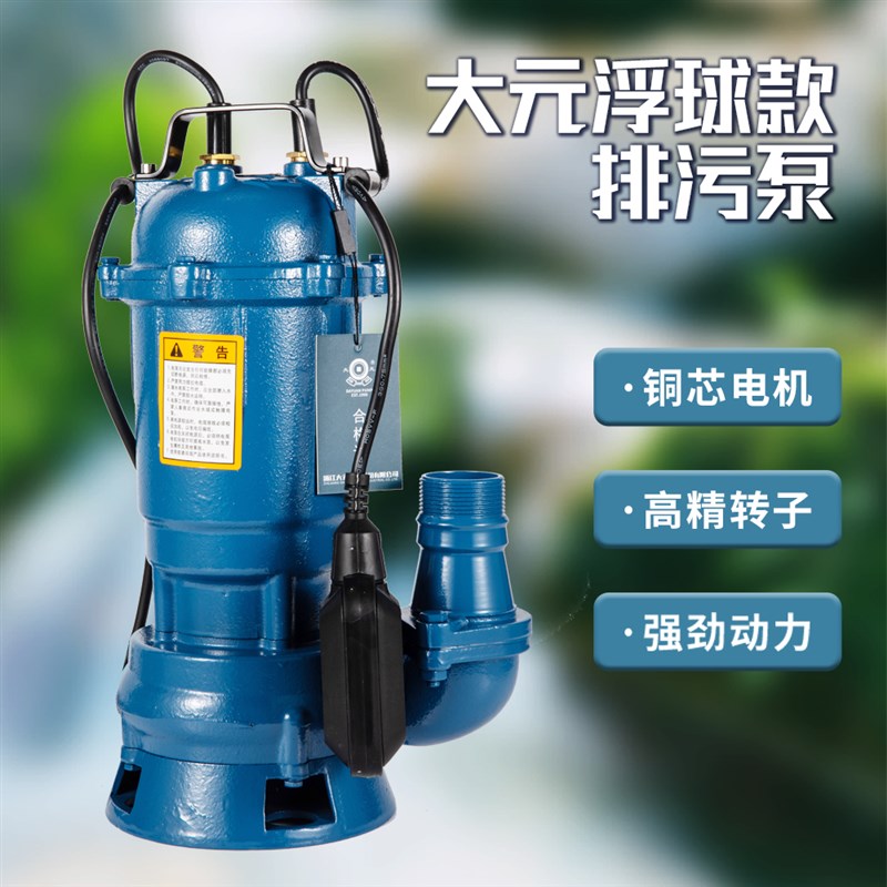 大元污水泵家用吸淤泥抽化粪池污水池抽水泵排涝泵灌溉机自动铸铁
