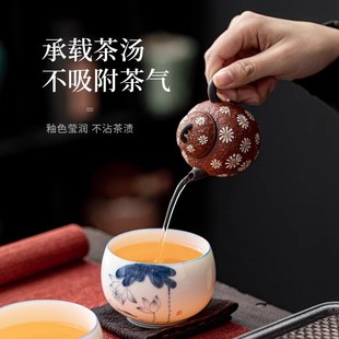 可定制 羊脂玉瓷茶杯主人杯个人手绘陶瓷品茗杯大号礼盒装