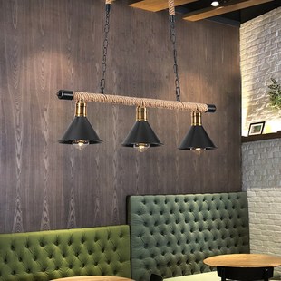 美式乡村复古麻绳吊灯头线咖啡厅酒吧吧台餐厅工业麻绳吧台吊灯