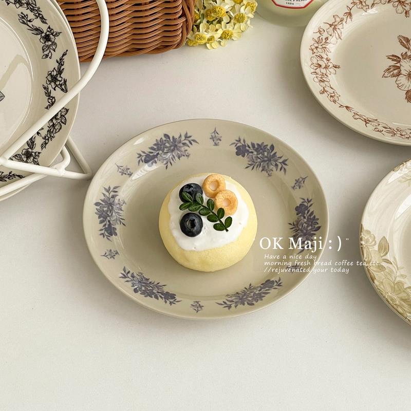 漂亮餐盘陶瓷复古盘子高级感家用6寸小盘子法式甜品盘精致点心盘