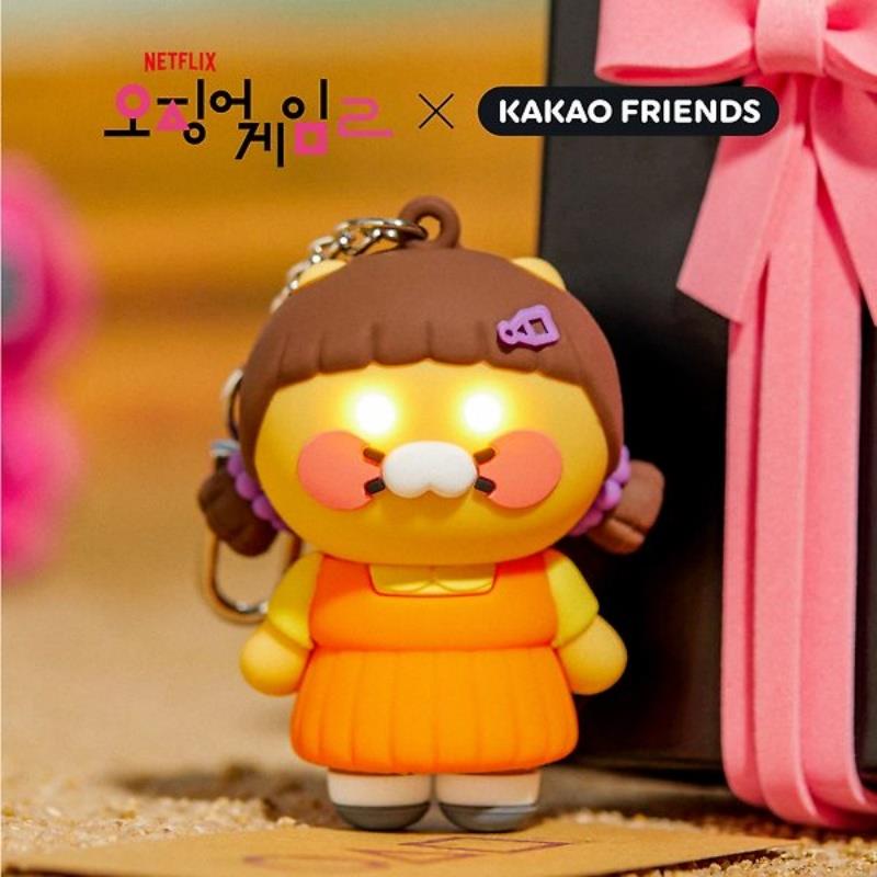 KAKAO FRIENDS鱿鱼联名限定合作款卡通春植小女孩Led玩偶钥匙挂件