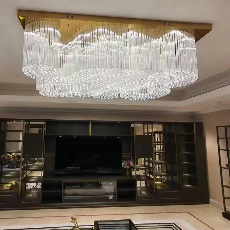 酒店大堂销售部别墅工程水晶不锈钢吸顶灯调光轻奢调光吸顶灯