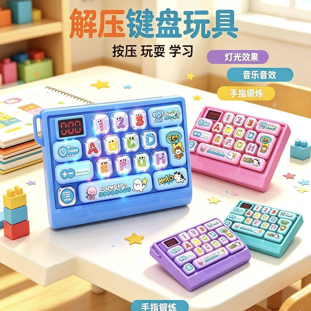 儿童键盘速推游戏机按按乐解压玩具益智闯关专注力反应力手指训练