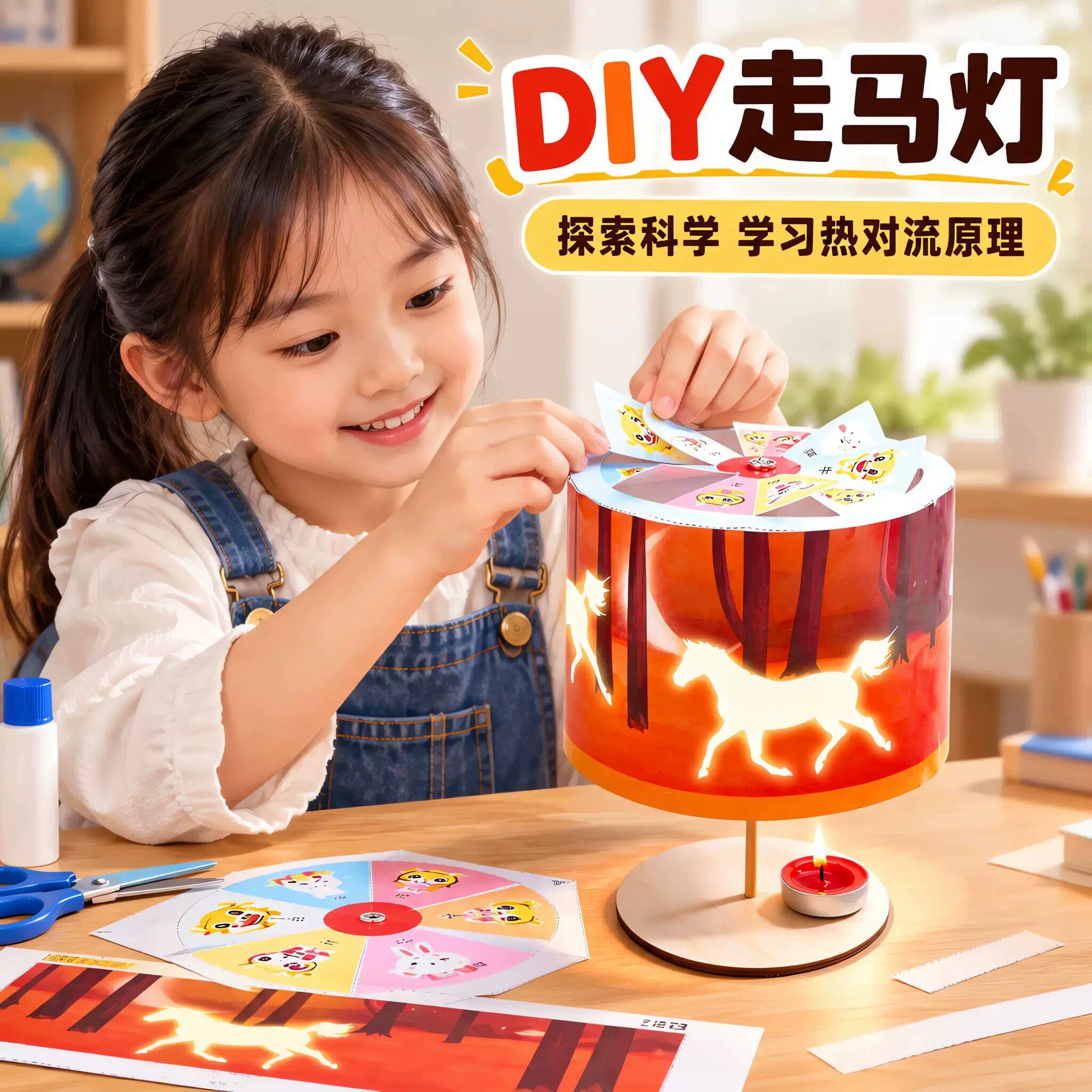 走马灯diy材料科技小制作科学实验套装儿童手工益智拼装教学玩具