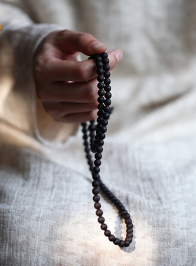禅木匠黑檀木佛珠手链老料手串项链沉香小叶紫檀念珠108颗男女2.0