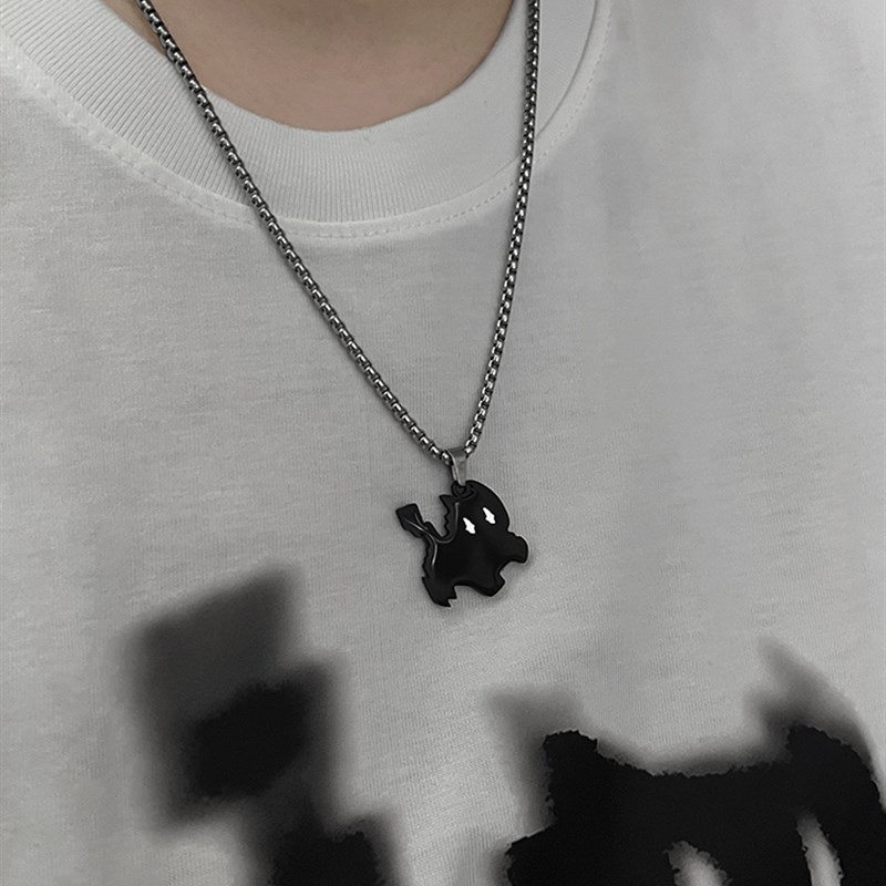 PDSTYLE闪电黑猫popular潮流项链男冷淡风女生钛钢情侣高级感吊坠